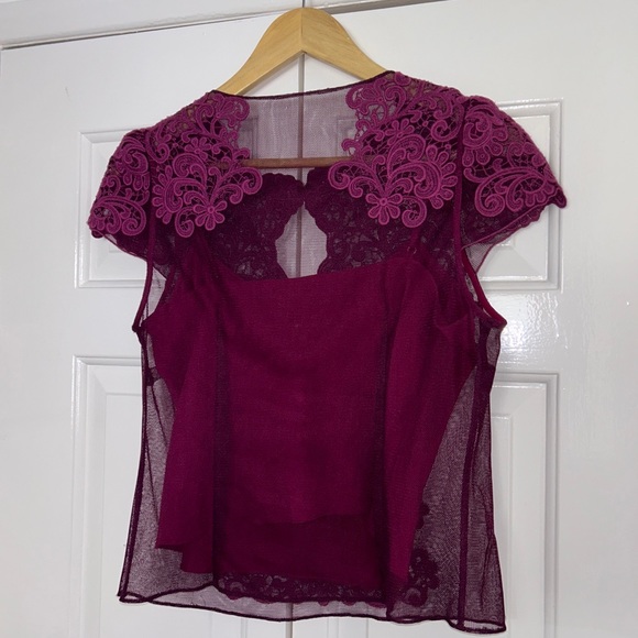 Karen Millen Purple Top Lace Overlay UK 12 - Picture 8 of 9